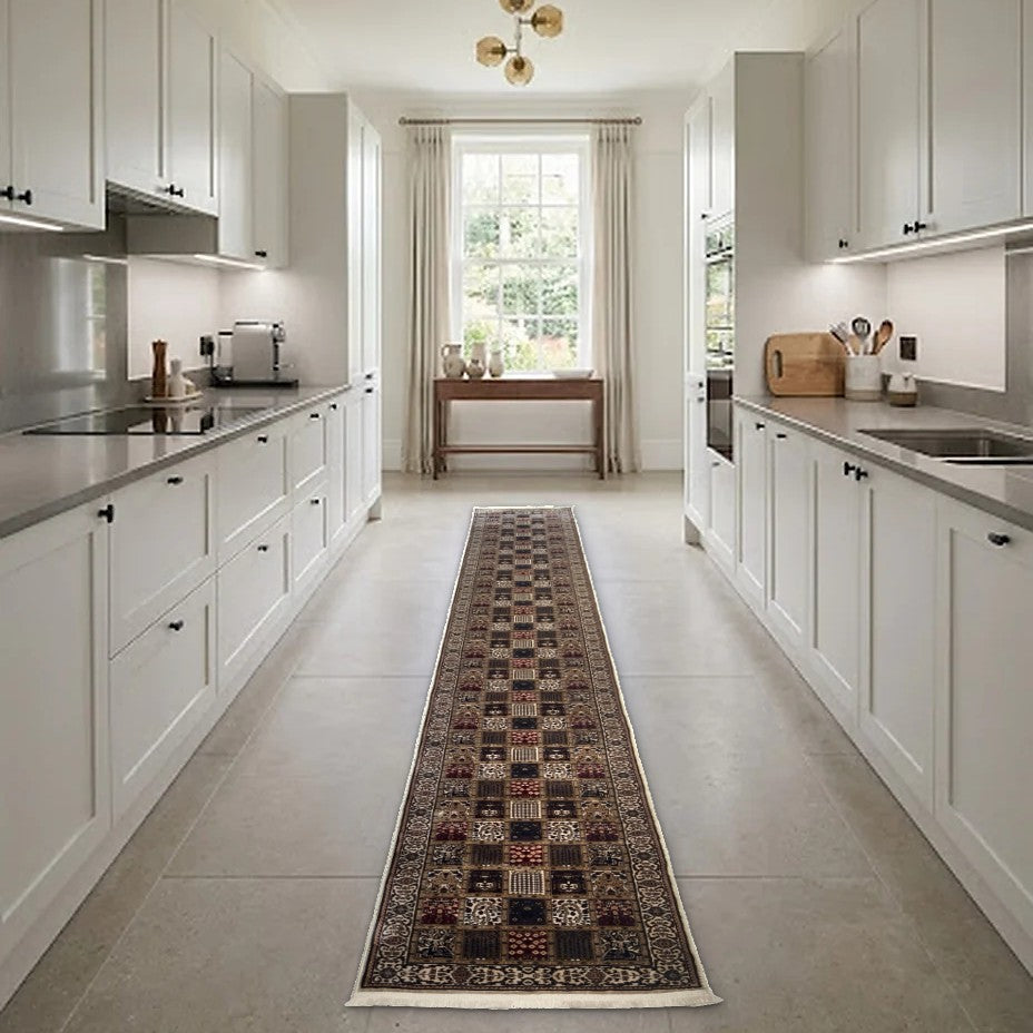 Room view: the rug on the floor of a furnished room