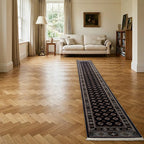 Room view: the rug on the floor of a furnished room