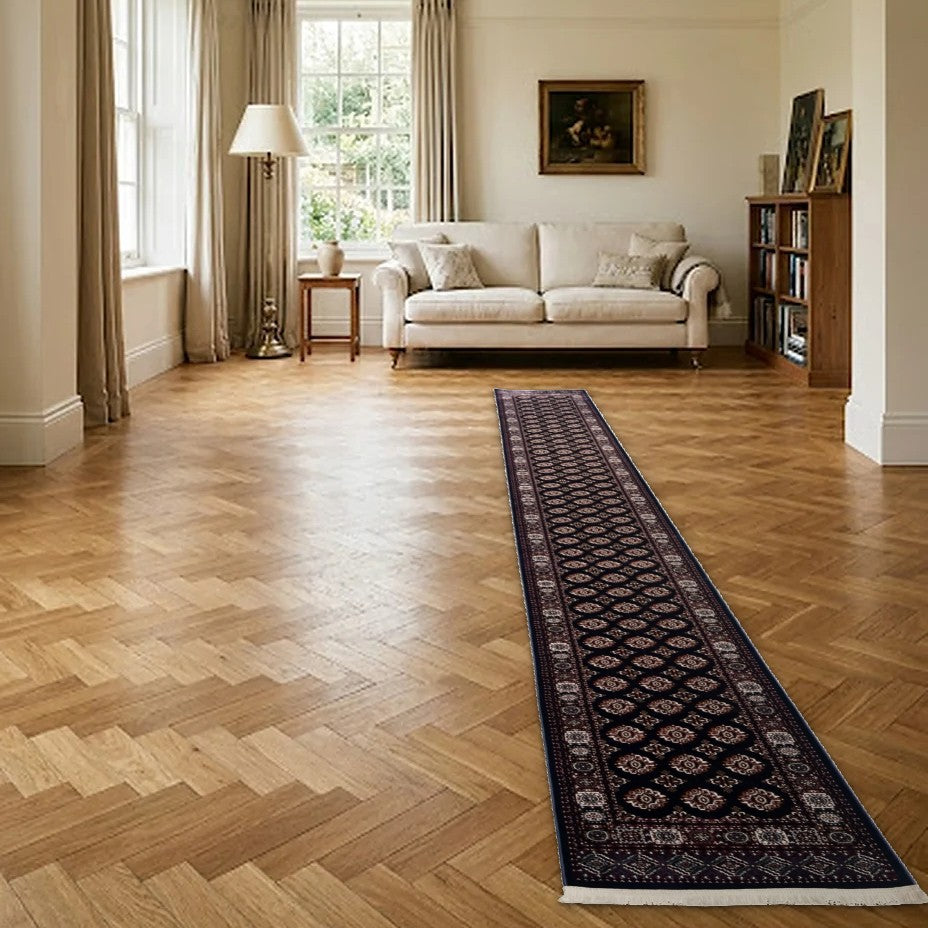 Room view: the rug on the floor of a furnished room