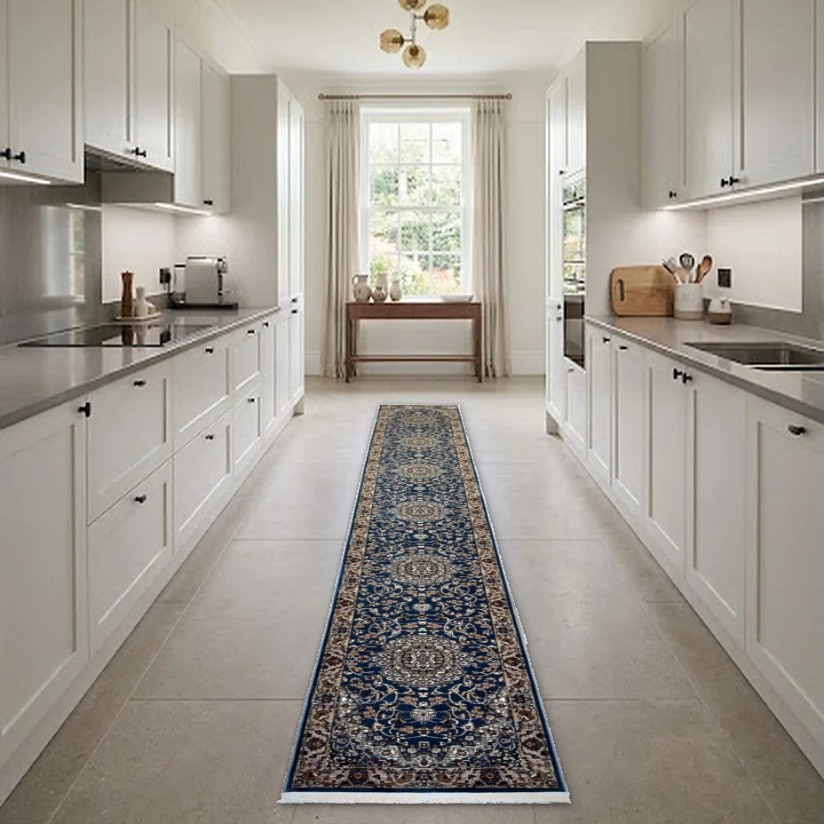 Room view: the rug on the floor of a furnished room