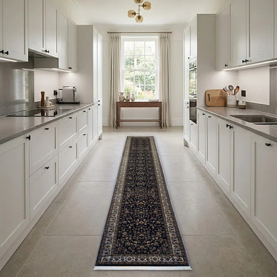 Room view: the rug on the floor of a furnished room