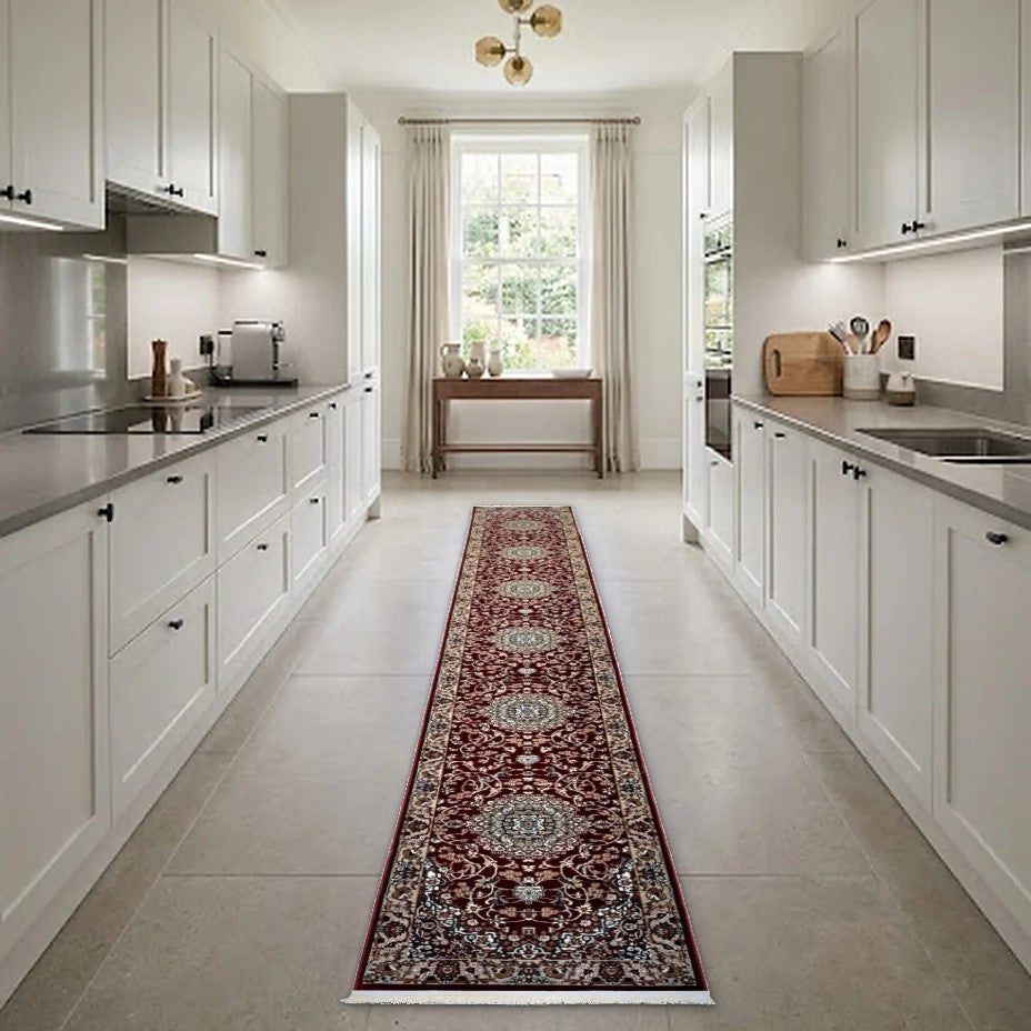 Room view: the rug on the floor of a furnished room