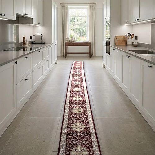 Room view: the rug on the floor of a furnished room