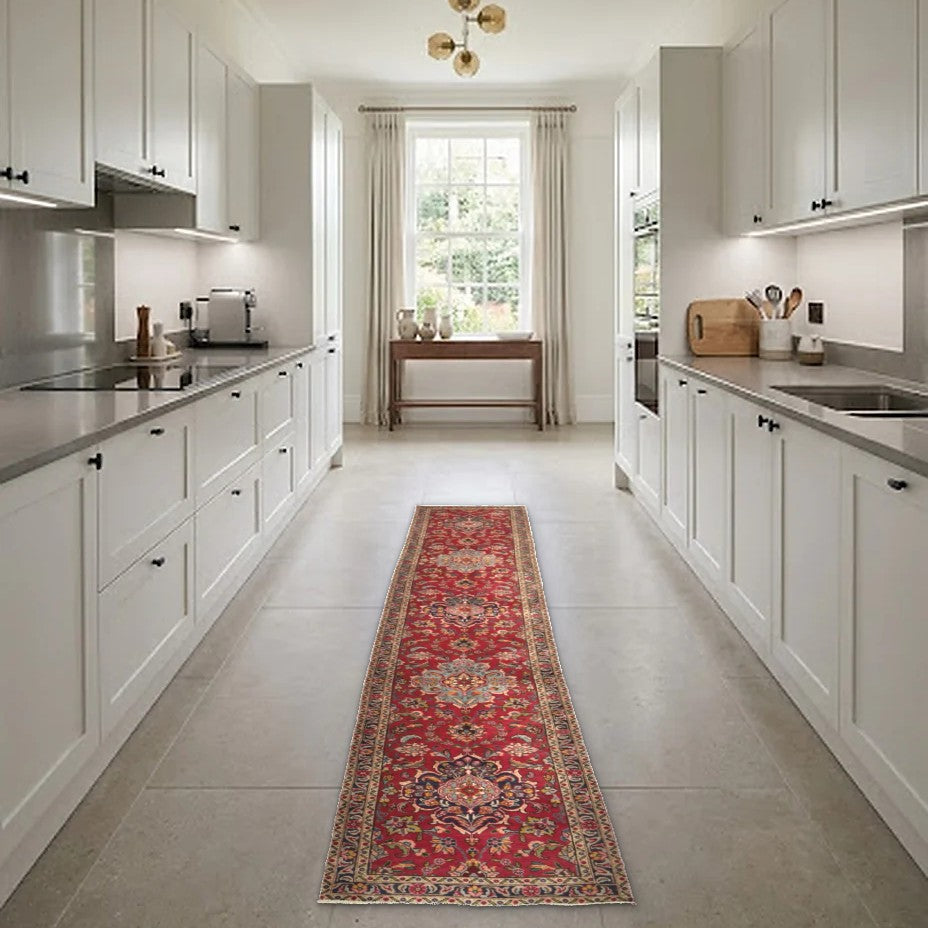 Room view: the rug on the floor of a furnished room