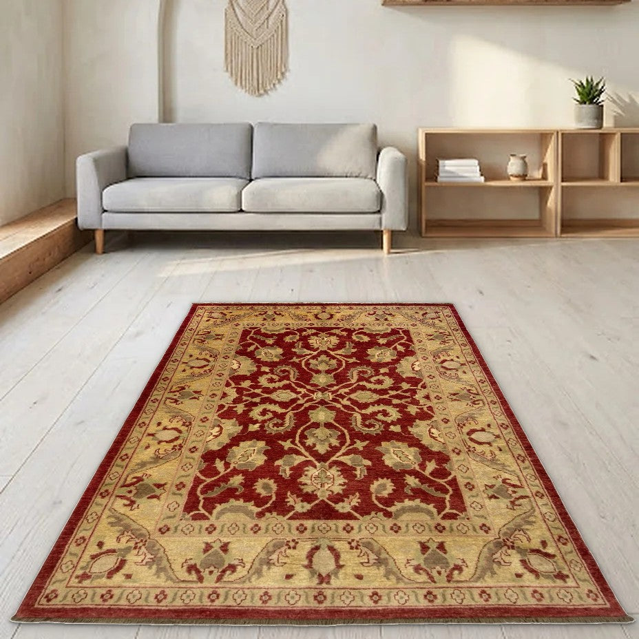 Room view: the rug on the floor of a furnished room