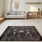 Room view: the rug on the floor of a furnished room
