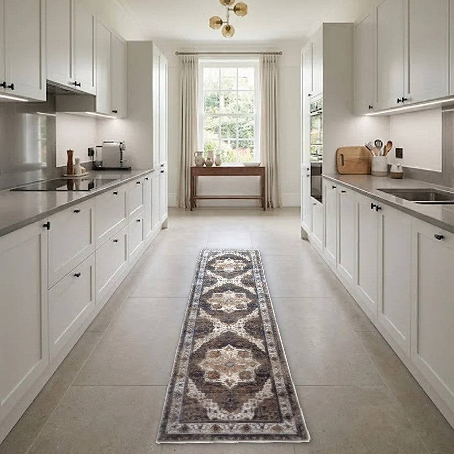 Room view: the rug on the floor of a furnished room