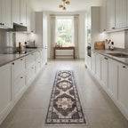 Room view: the rug on the floor of a furnished room