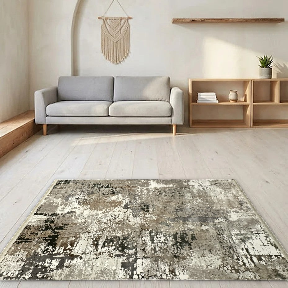 Room view: the rug on the floor of a furnished room
