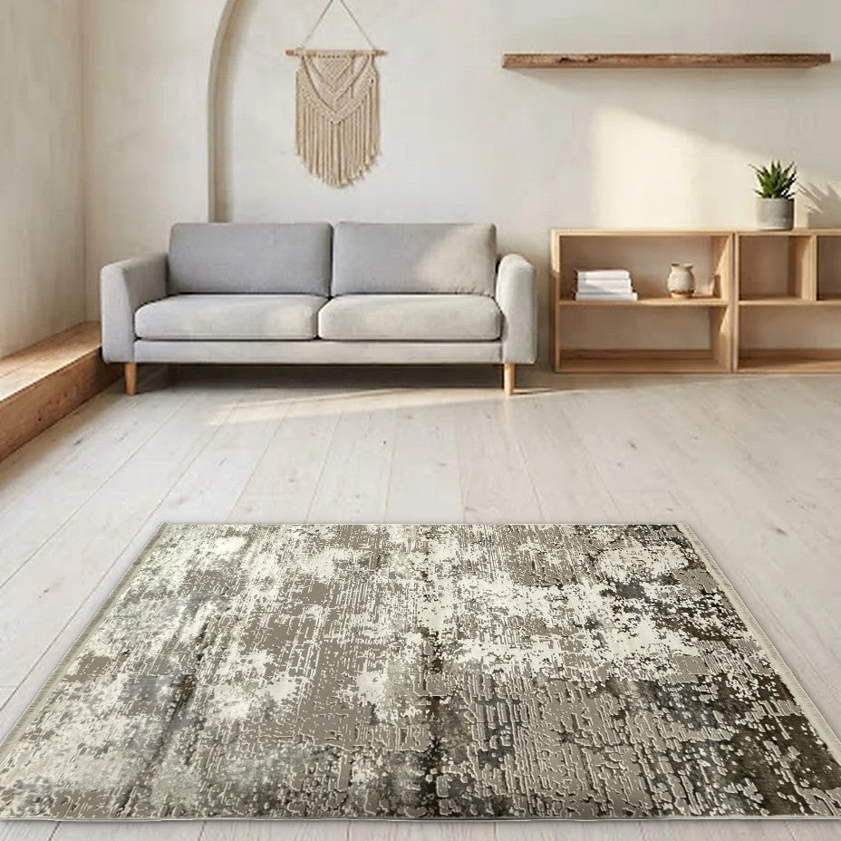 Room view: the rug on the floor of a furnished room