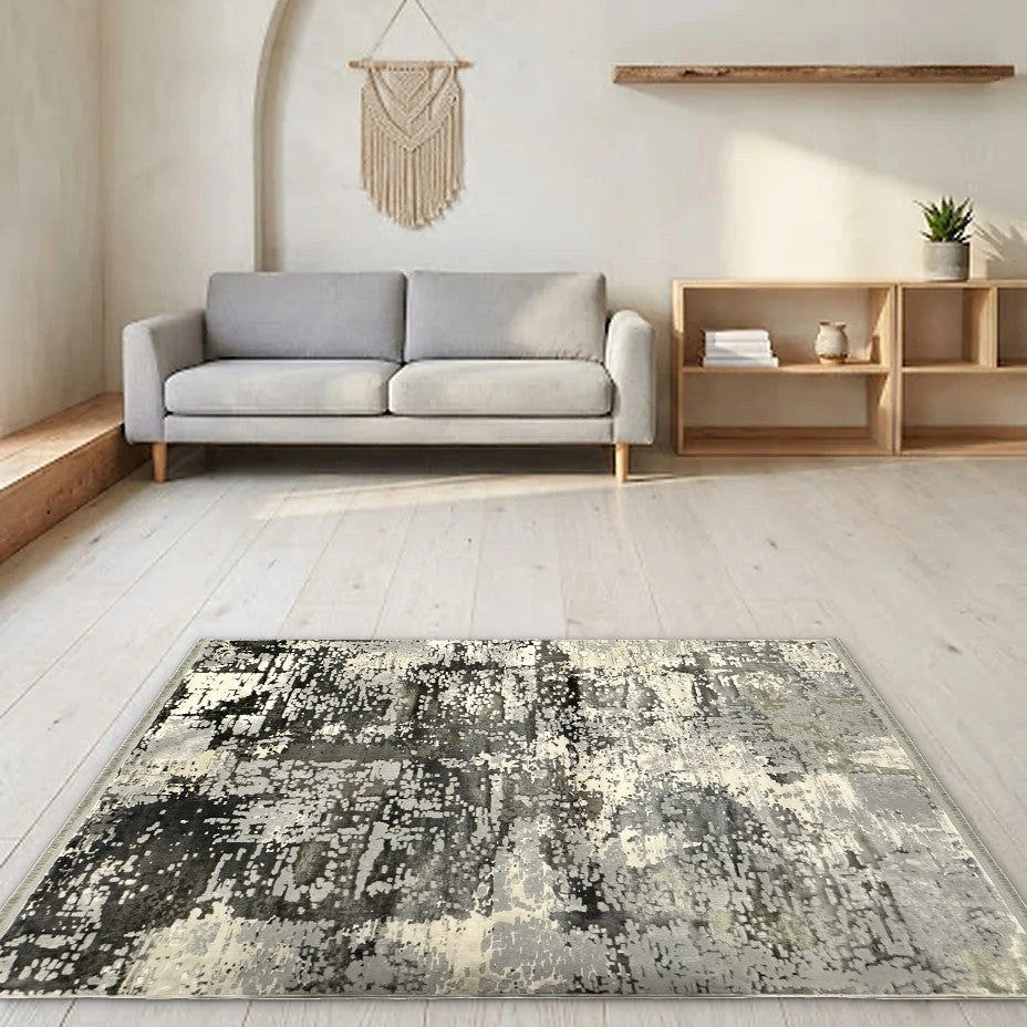 Room view: the rug on the floor of a furnished room