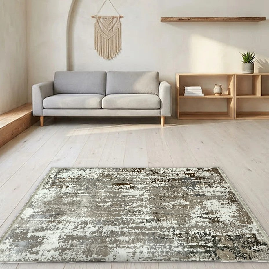 Room view: the rug on the floor of a furnished room