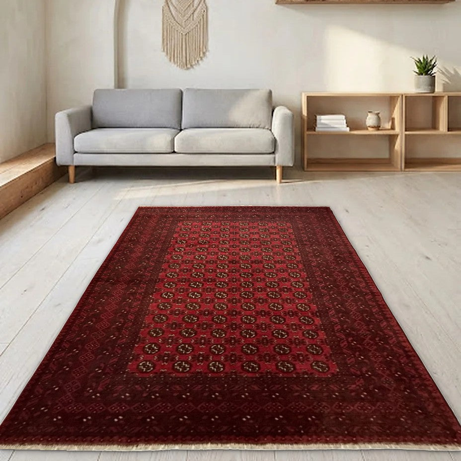 Room view: the rug on the floor of a furnished room