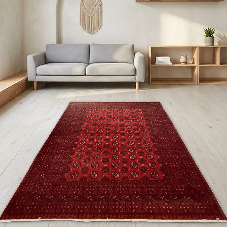 Room view: the rug on the floor of a furnished room