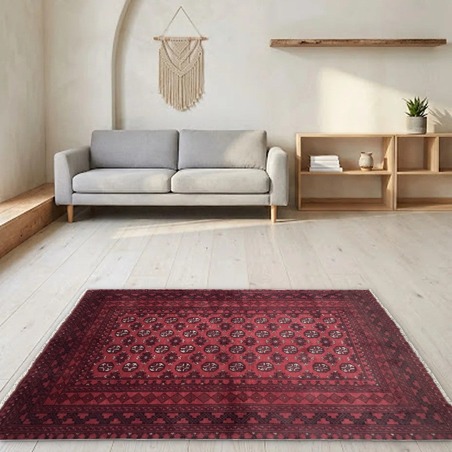 Room view: the rug on the floor of a furnished room