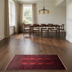Room view: the rug on the floor of a furnished room
