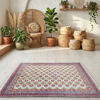 Room view: the rug on the floor of a furnished room