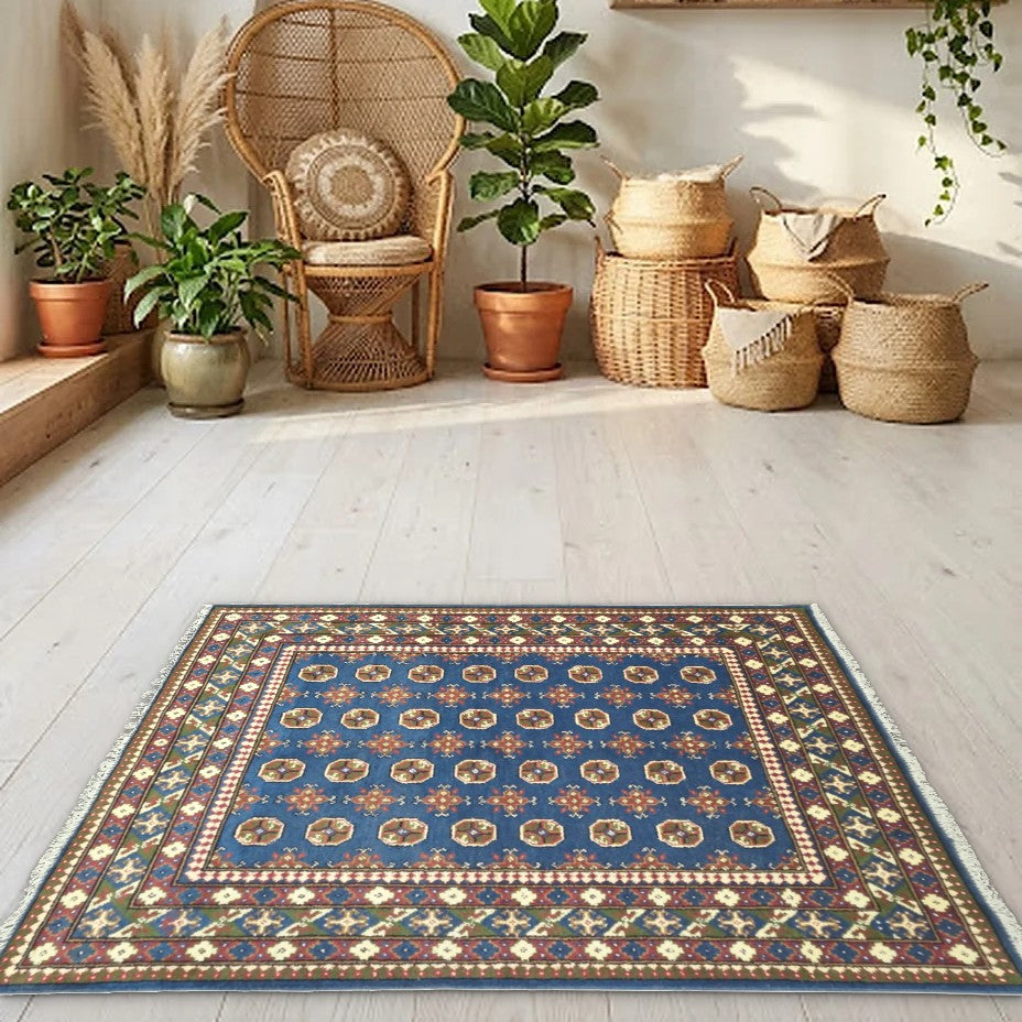 Room view: the rug on the floor of a furnished room