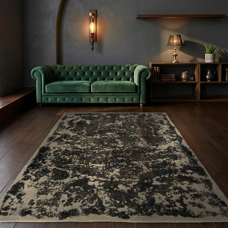 Room view: the rug on the floor of a furnished room