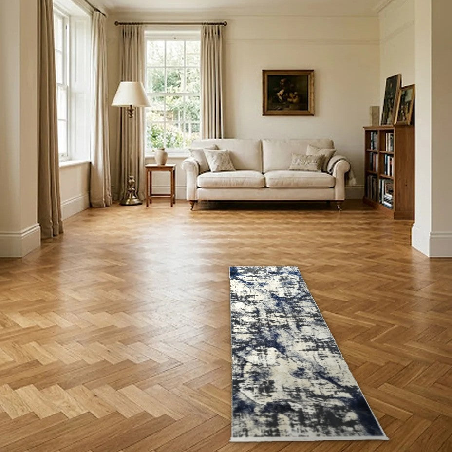 Room view: the rug on the floor of a furnished room
