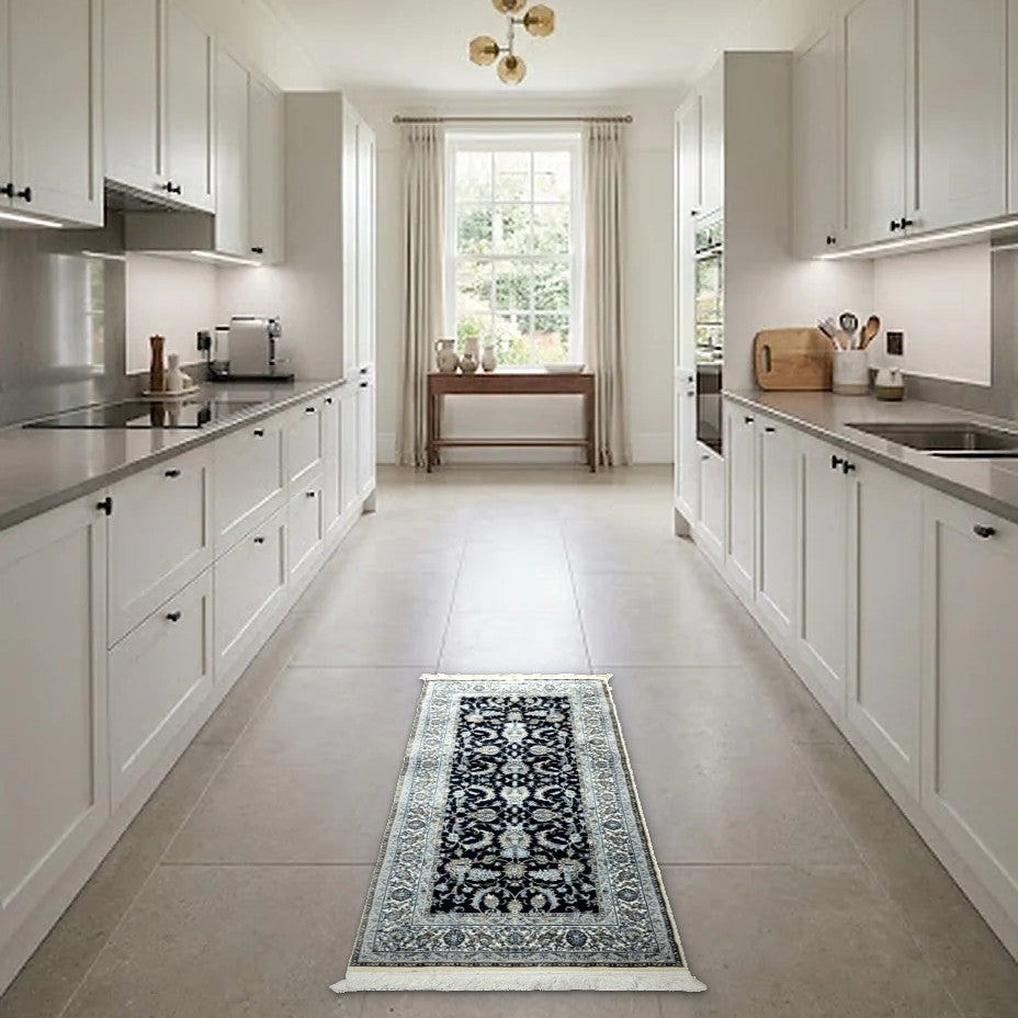 Room view: the rug on the floor of a furnished room