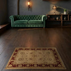 Room view: the rug on the floor of a furnished room