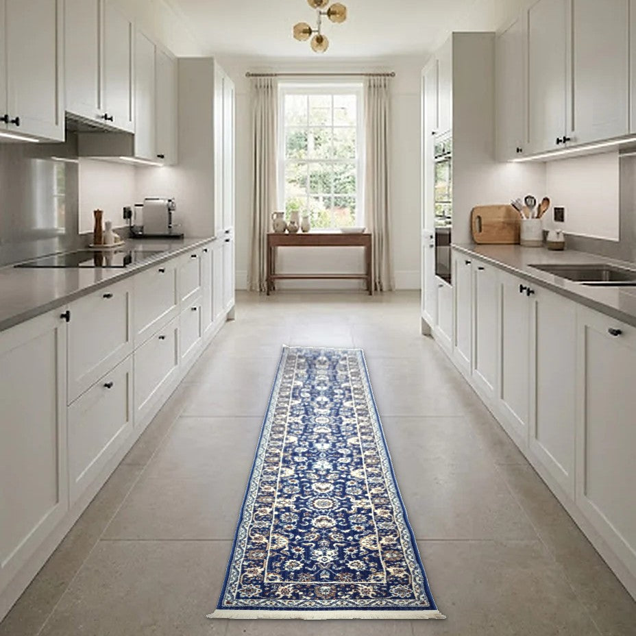 Room view: the rug on the floor of a furnished room