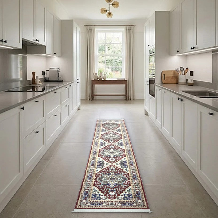 Room view: the rug on the floor of a furnished room