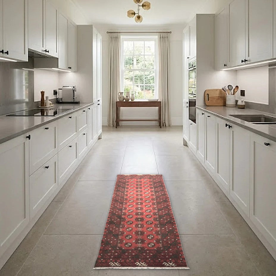 Room view: the rug on the floor of a furnished room