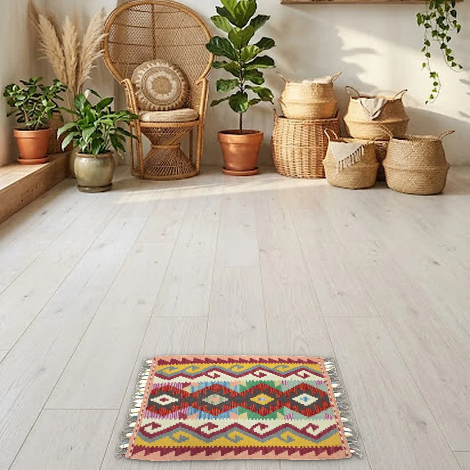 Room view: the rug on the floor of a furnished room