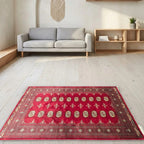 Room view: the rug on the floor of a furnished room