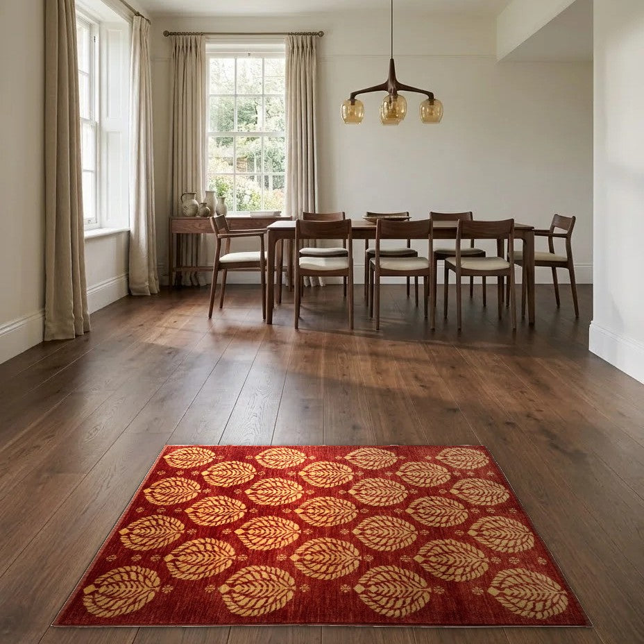 Room view: the rug on the floor of a furnished room