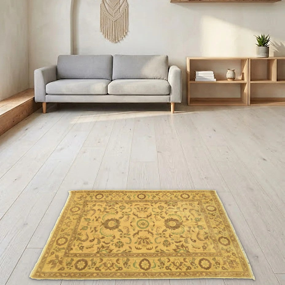 Room view: the rug on the floor of a furnished room