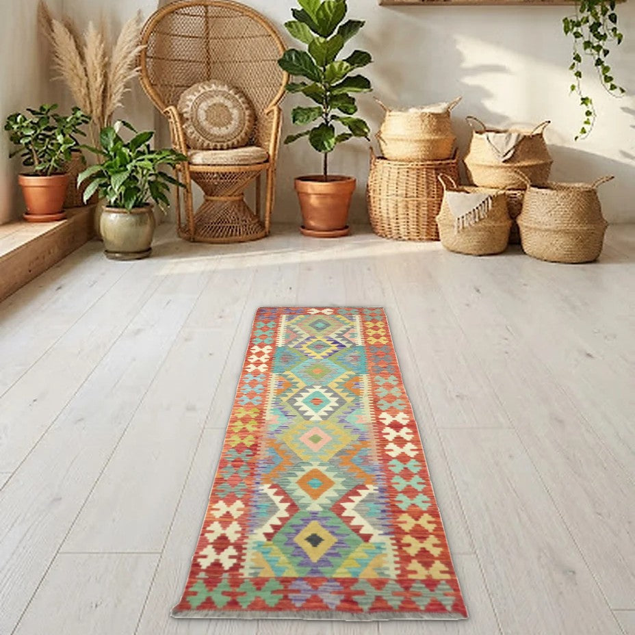 Room view: the rug on the floor of a furnished room