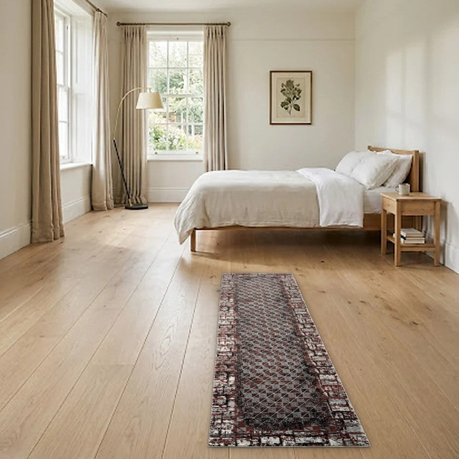 Room view: the rug on the floor of a furnished room