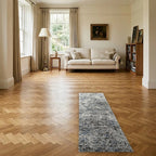 Room view: the rug on the floor of a furnished room