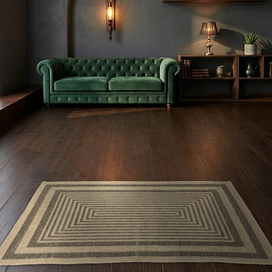 Room view: the rug on the floor of a furnished room