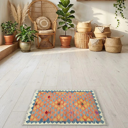 Room view: the rug on the floor of a furnished room