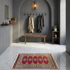 Room view: the rug on the floor of a furnished room