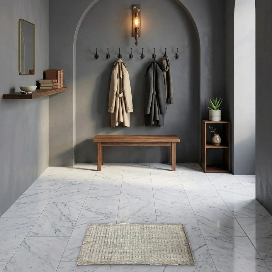Room view: the rug on the floor of a furnished room