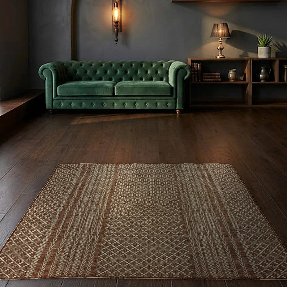 Room view: the rug on the floor of a furnished room