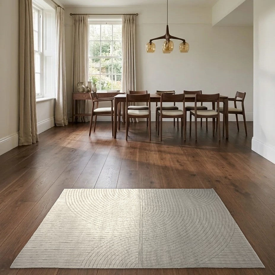 Room view: the rug on the floor of a furnished room