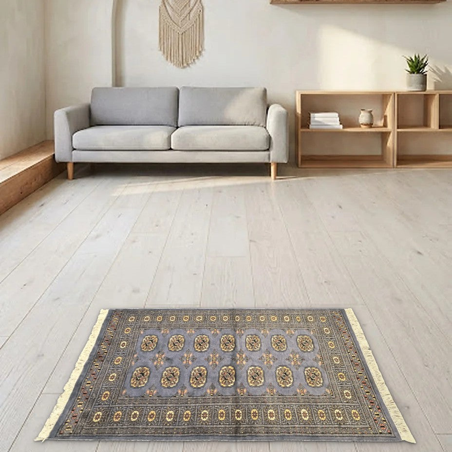 Room view: the rug on the floor of a furnished room