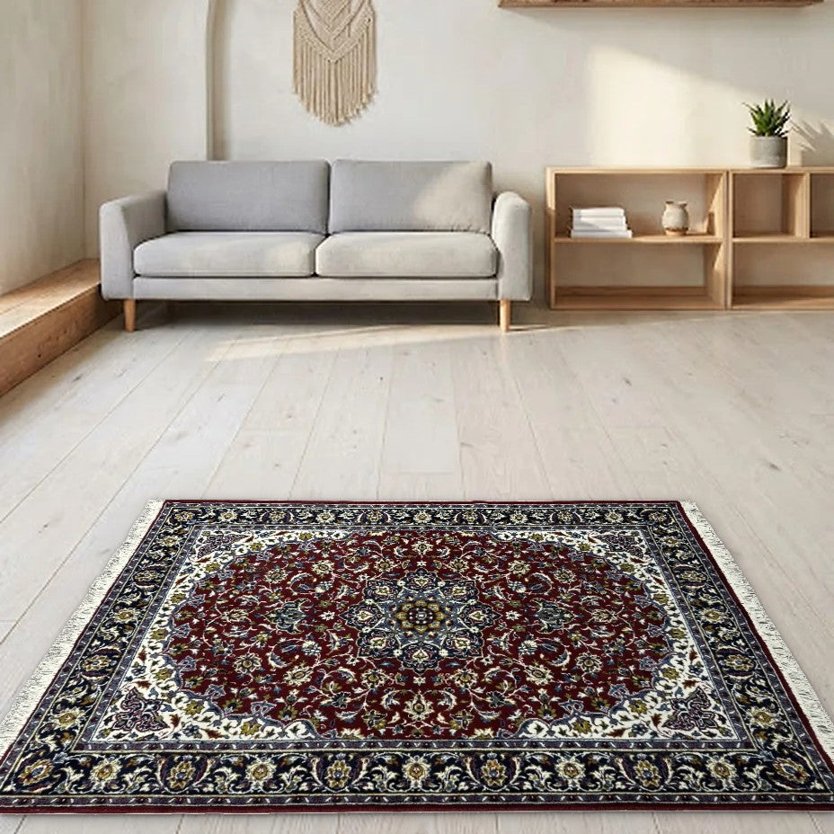 Room view: the rug on the floor of a furnished room
