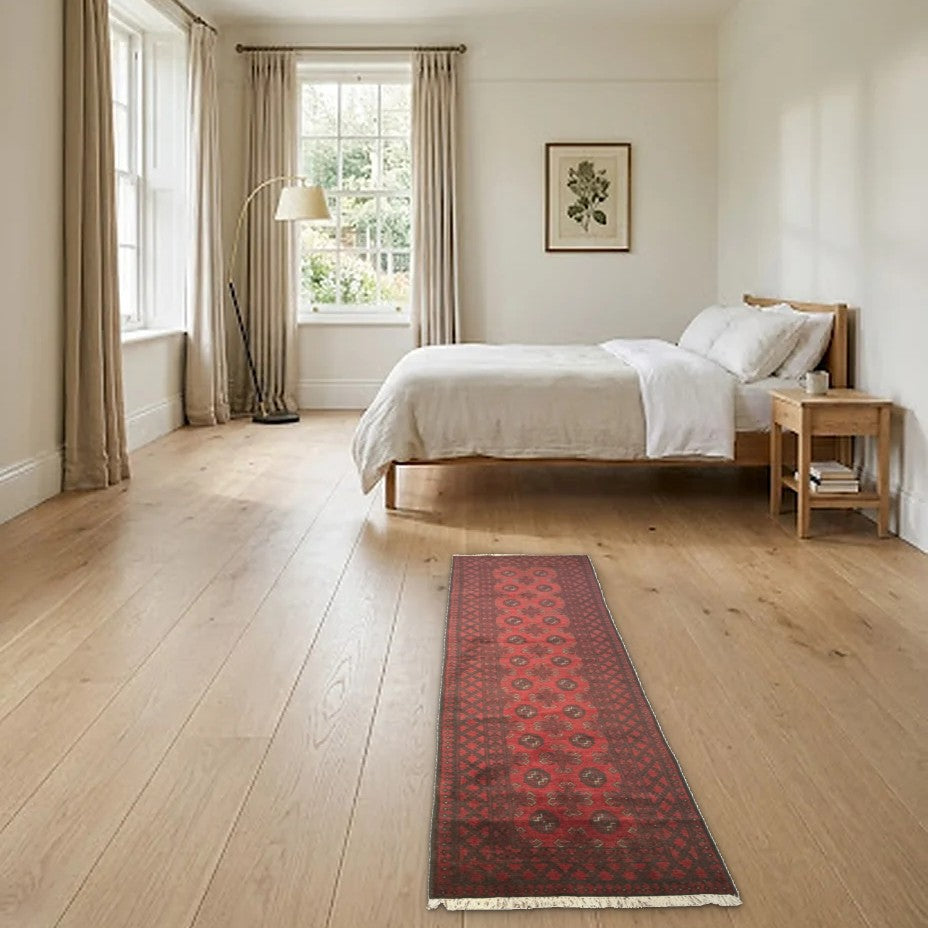 Room view: the rug on the floor of a furnished room