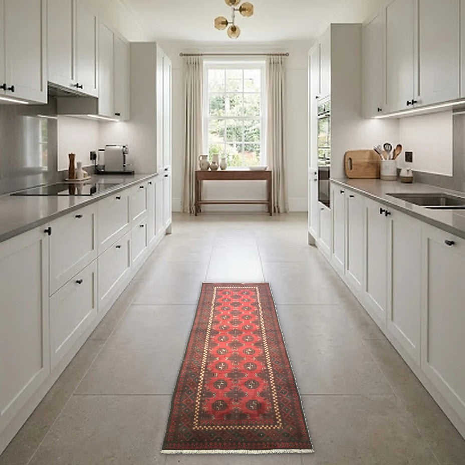Room view: the rug on the floor of a furnished room