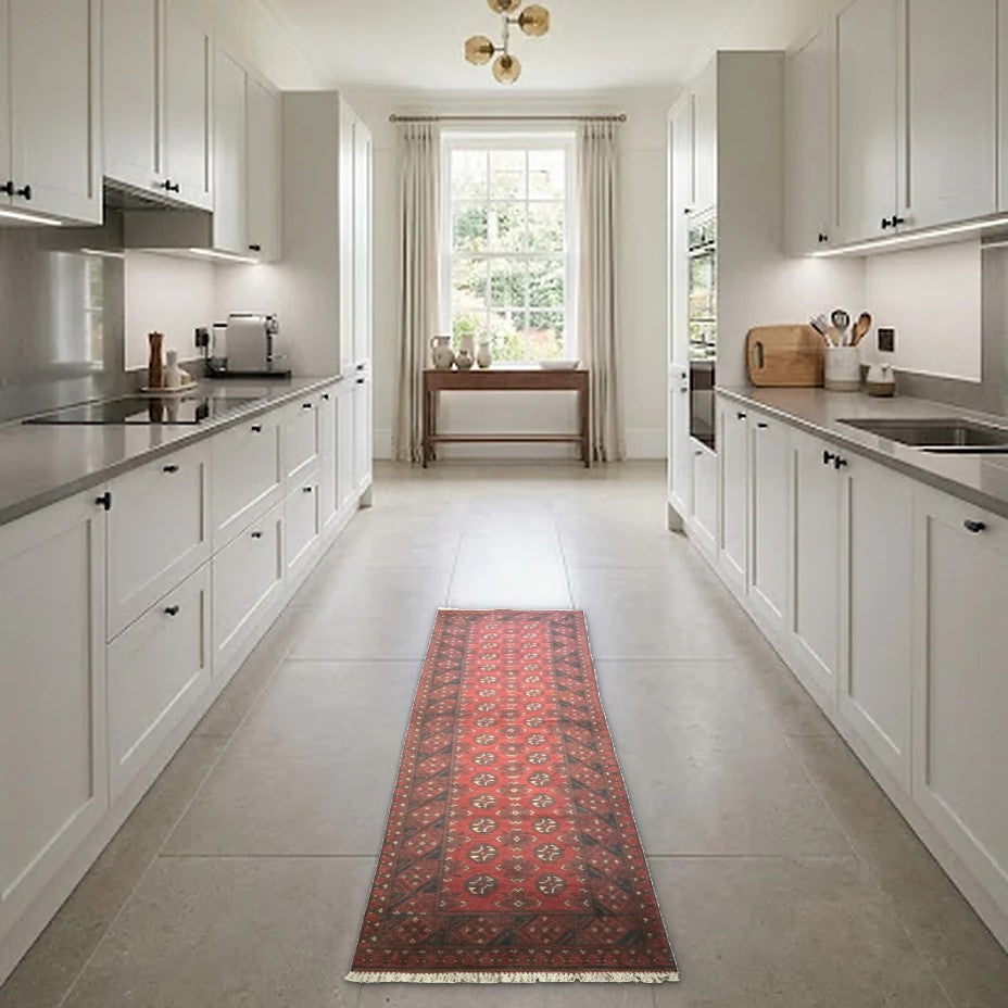Room view: the rug on the floor of a furnished room
