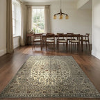 Room view: the rug on the floor of a furnished room
