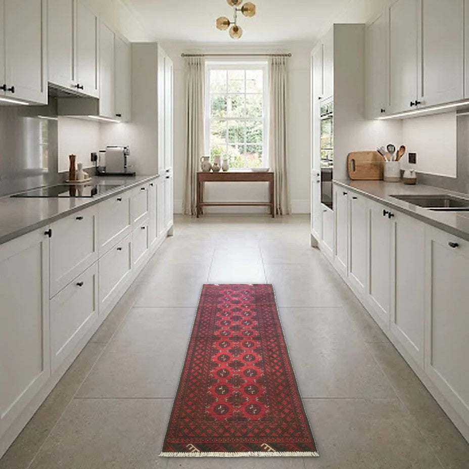 Room view: the rug on the floor of a furnished room