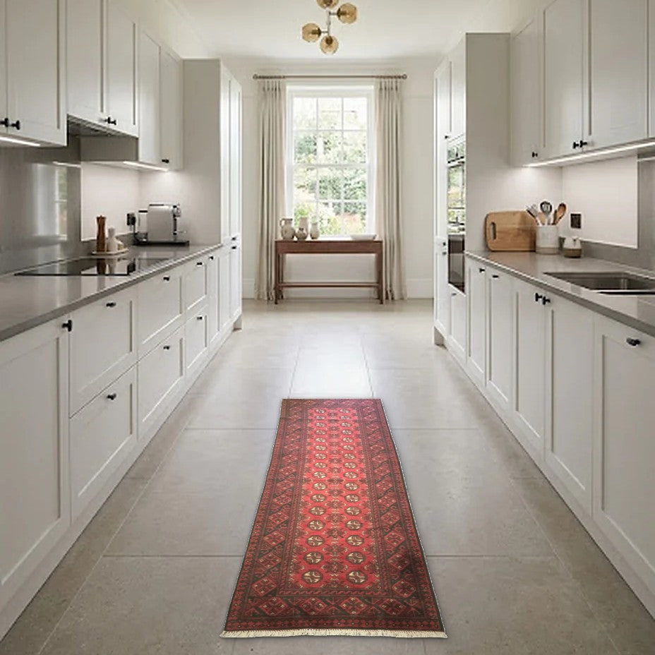 Room view: the rug on the floor of a furnished room